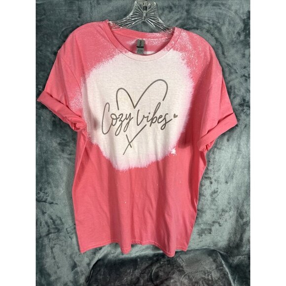 Gildan Tops - Women’s T-shirt Cozy Vibes Bleached Pink Size Adult Large Soft & Comfy Shirt